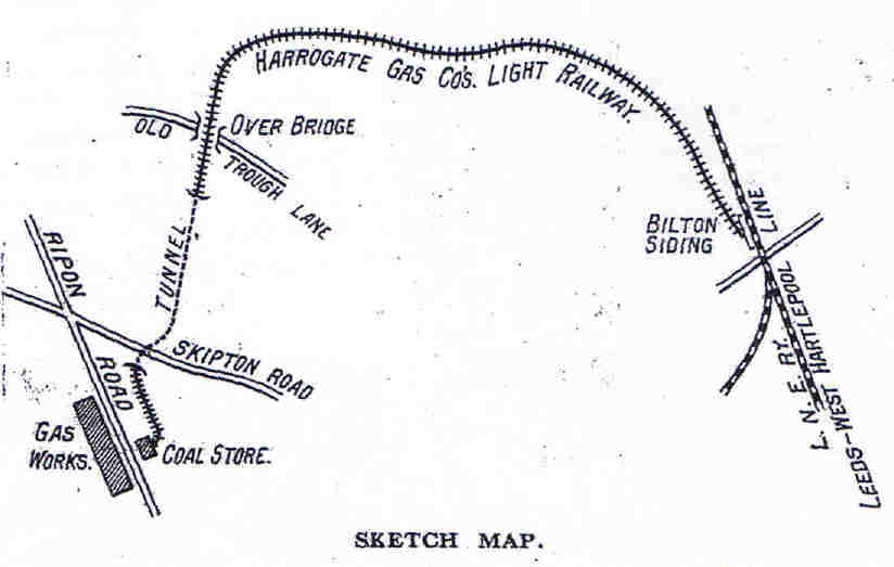 Route map of Harrogate Gasworks Railway